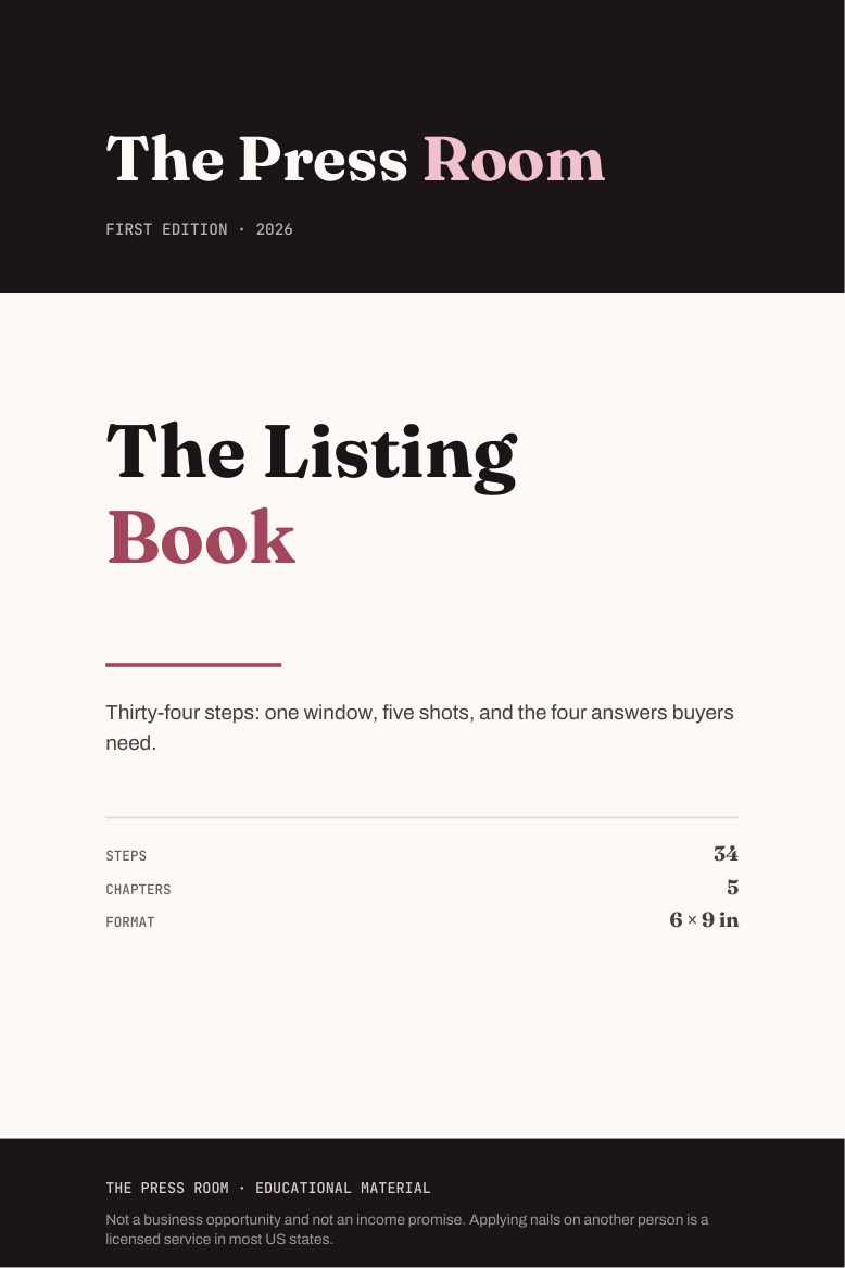 Actual PDF cover of The Listing Book